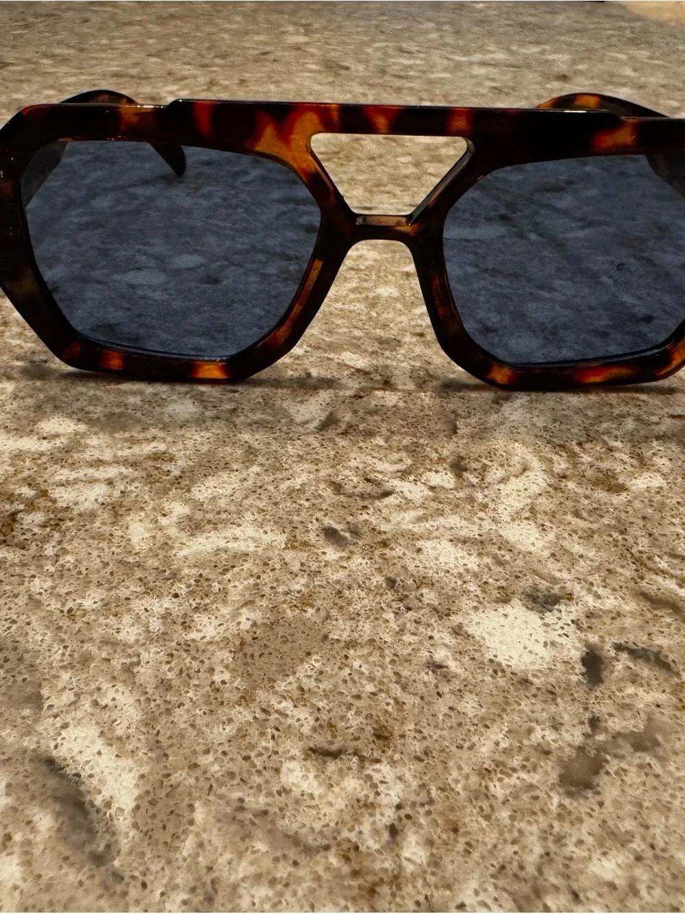 Tortoiseshell Oversized Geometric Sunglasses - Brown